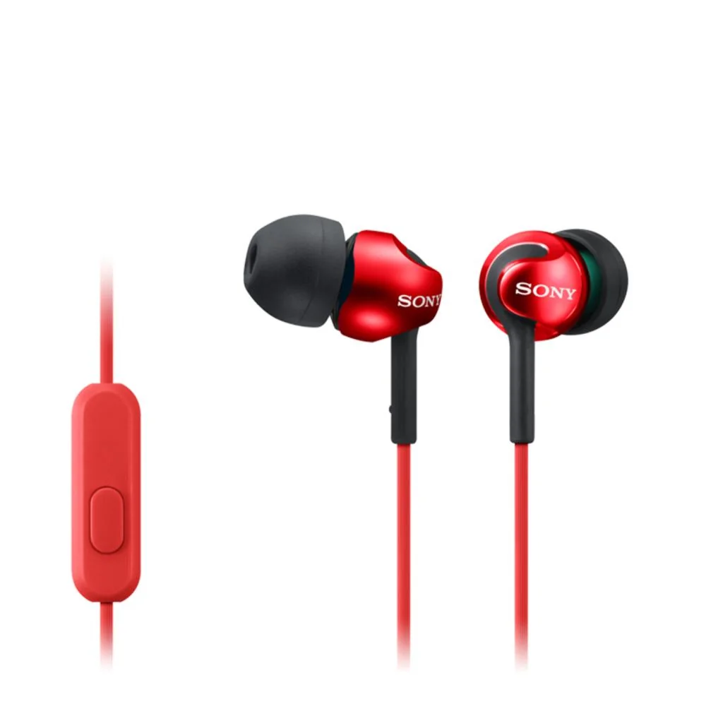 Auriculares in-ear Sony MDR-EX110AP vermelhos com microfone integrado