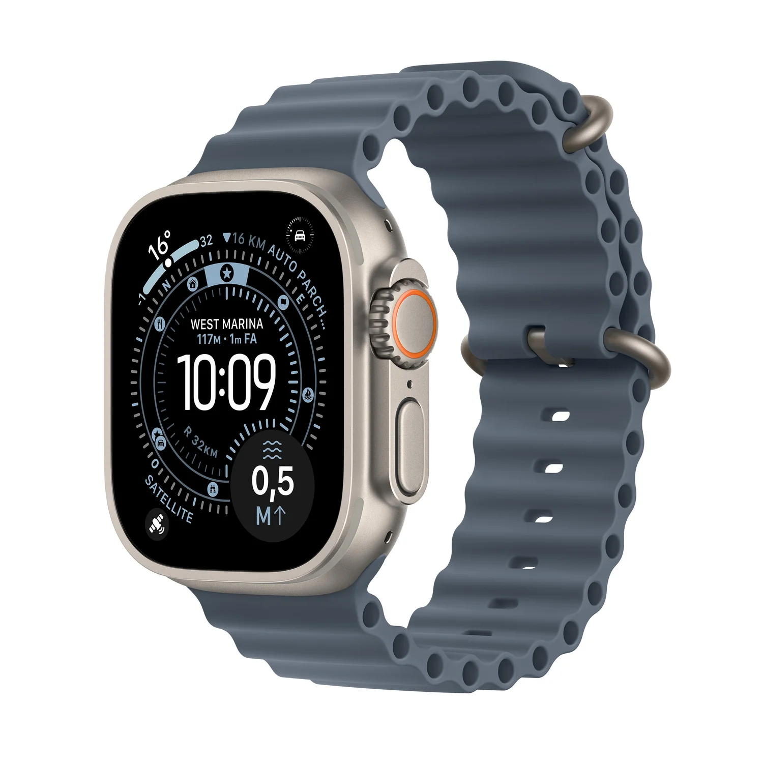Smartwatch Apple Watch Ultra 3 GPS+Cellular 49mm titânio natural Ocean Band azul - Imagem 1