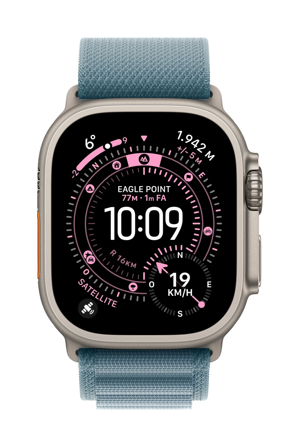 Bracelete Apple Alpine Loop Light Blue 49mm Small Titânio Preto - Imagem 1