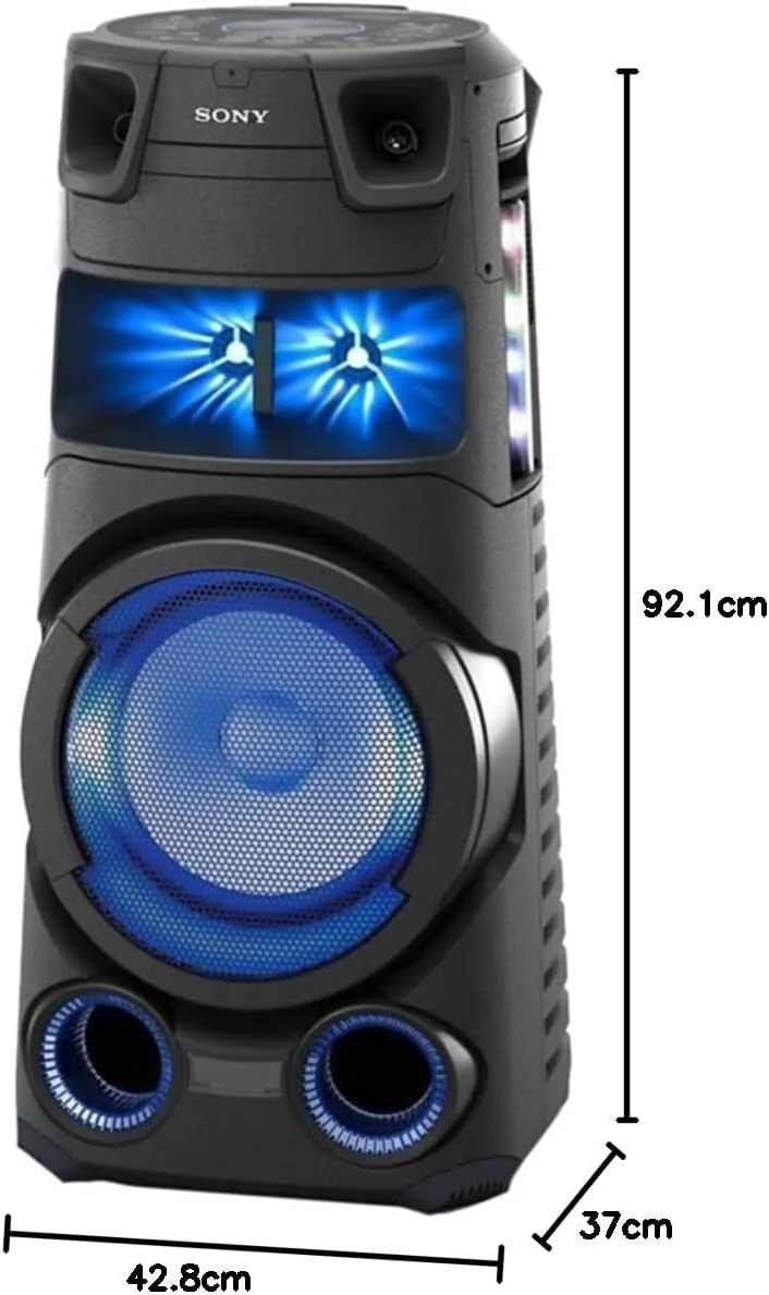 Sistema de Áudio Alta Potência Sony MHC-V73D Bluetooth Iluminação Festa Karaoke DJ - Imagem 6