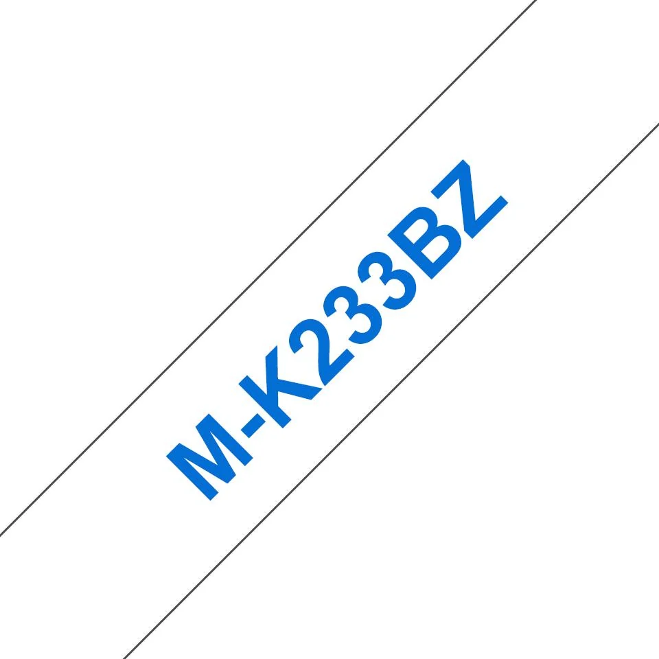 Fita de etiquetas Brother M-K233 12mm x 8m azul sobre branco - Imagem 1