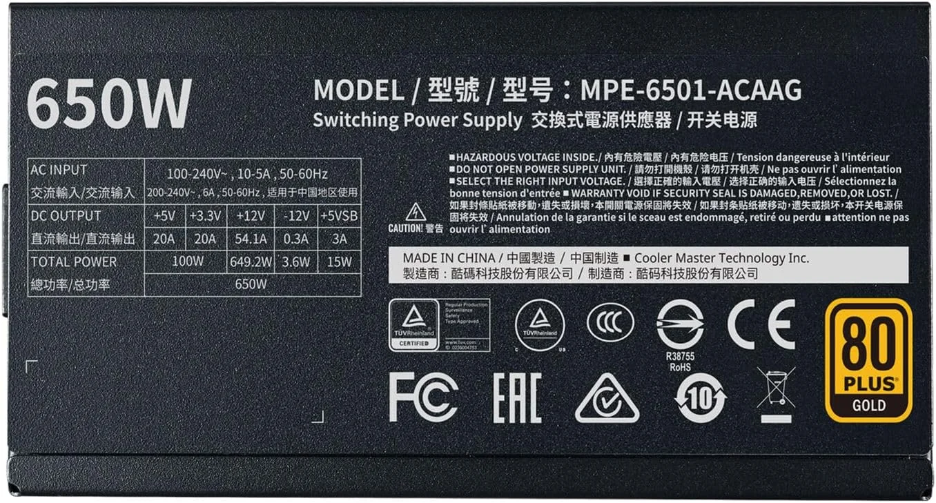 Fonte de Alimentação Cooler Master MWE Bronze 650 V3 650W 80 Plus Bronze 230V - Imagem 3