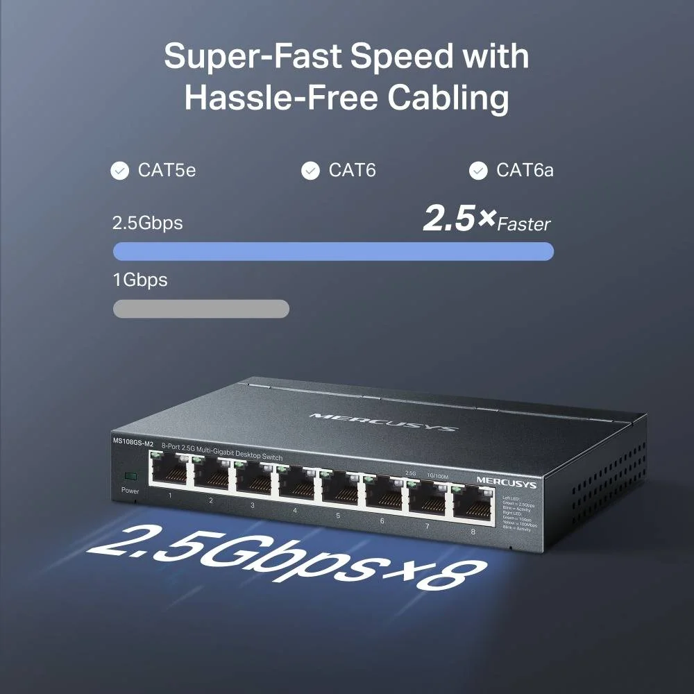 Switch Mercusys 8 Portas 2.5G Multi-Gigabit Desktop - Imagem 4