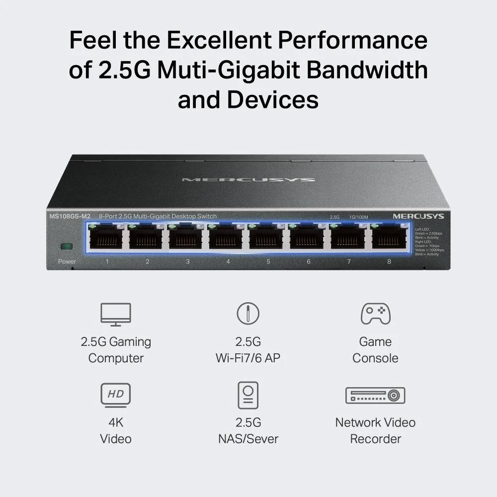 Switch Mercusys 8 Portas 2.5G Multi-Gigabit Desktop - Imagem 5