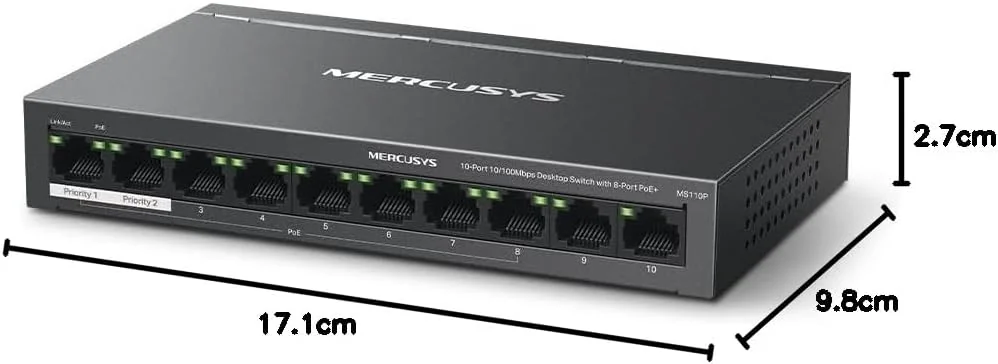 Switch de Rede Mercusys MS110P 10 Portas 10/100 com 8 Portas PoE+ - Imagem 8