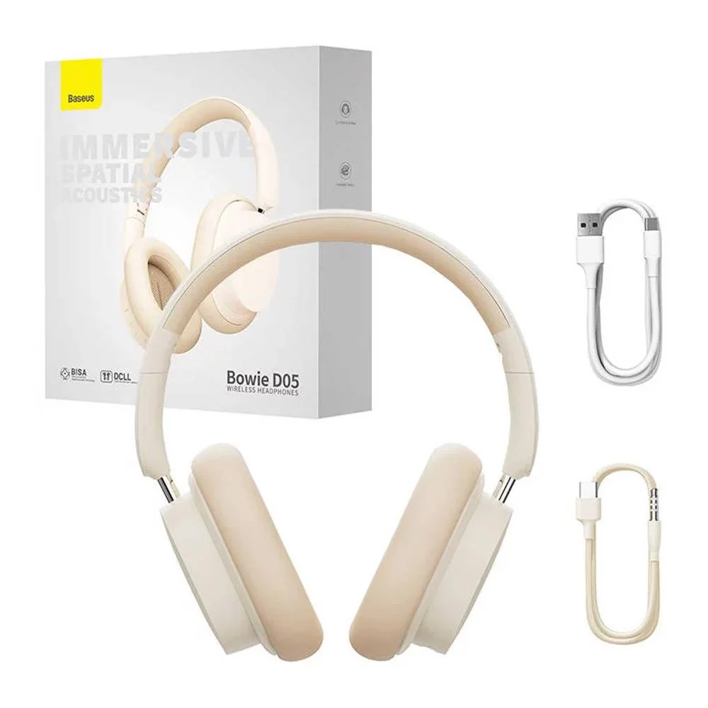 Auscultadores Bluetooth Baseus Bowie D05 Over-Ear 70h Bateria USB-C Branco - Imagem 7