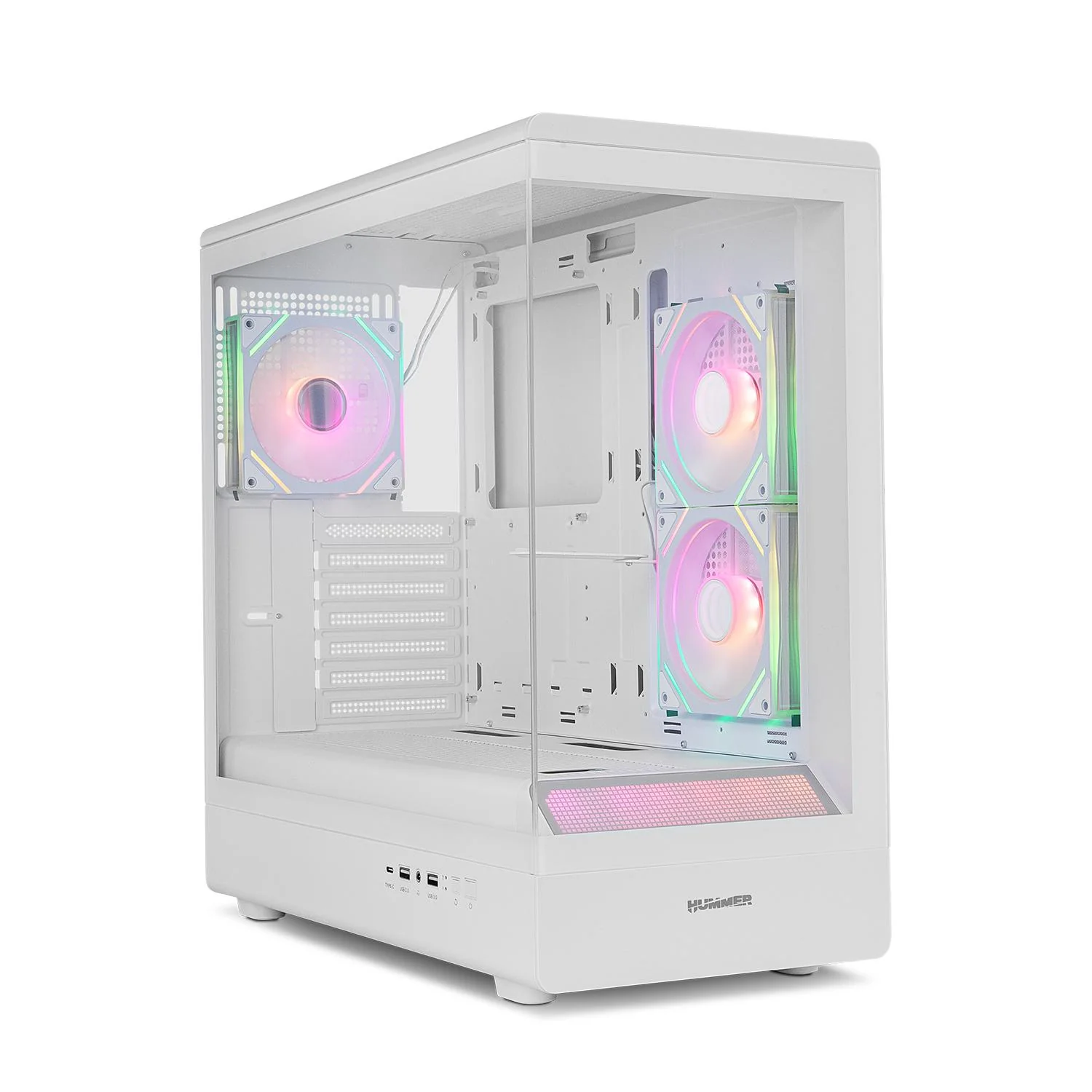 Caixa para PC Nox Hummer Signal Mid Tower ARGB Frameless Branco - Imagem 1