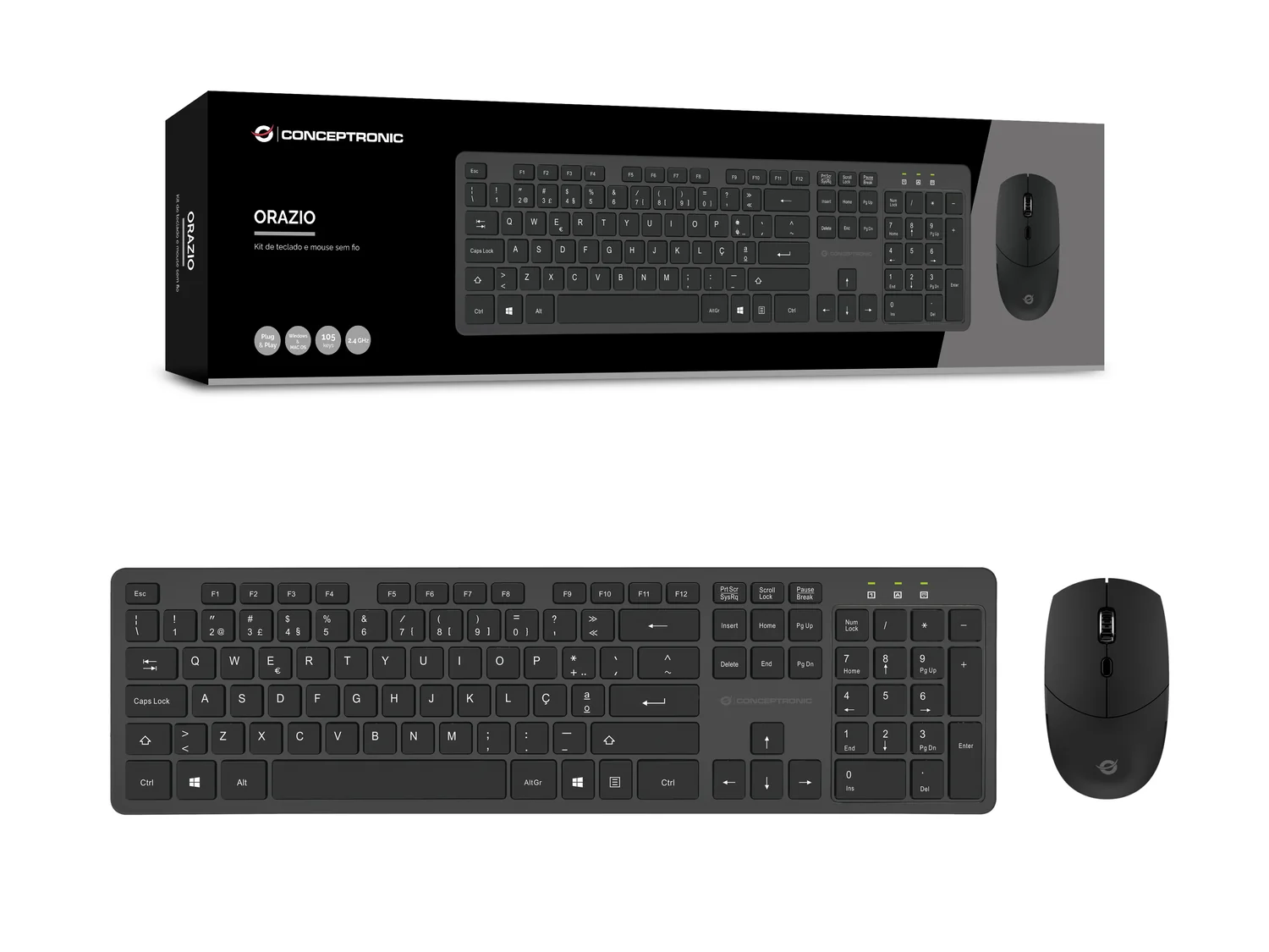 Teclado e Rato Wireless Conceptronic ORAZIO Layout PT Preto - Imagem 4