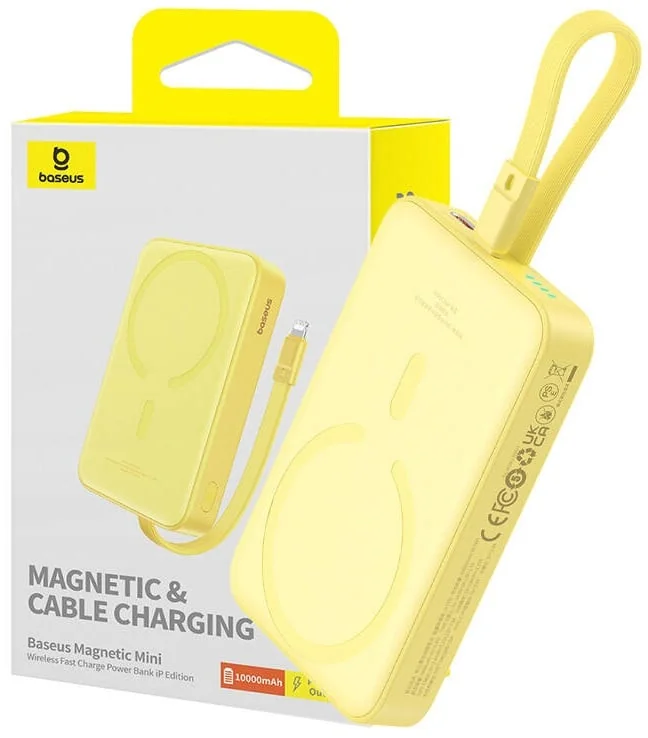 Power Bank Baseus Magnetic Mini iP 10000mAh 20W Amarelo