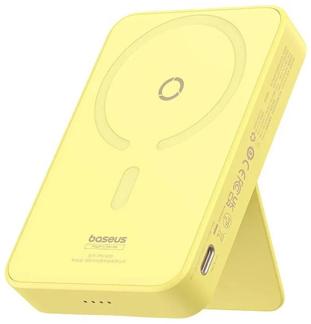 Power Bank Magnético Baseus MagPro 5000mAh 20W Wireless USB-C Amarelo Limão - Imagem 2