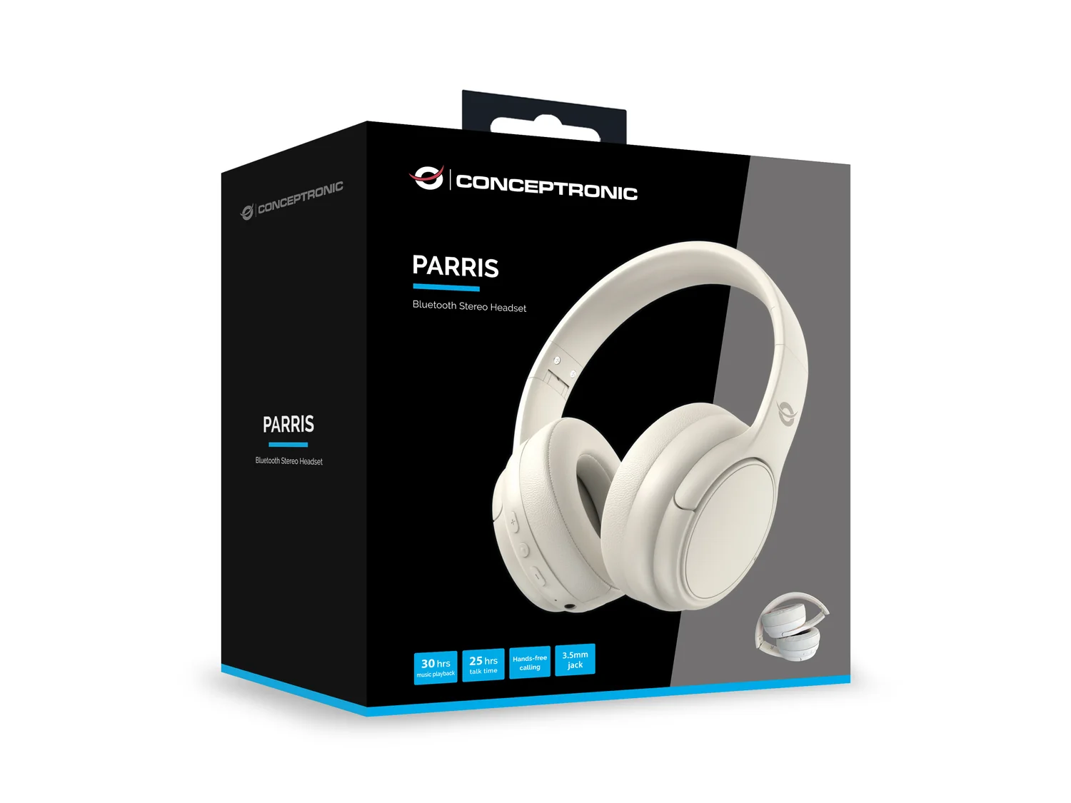 Auscultadores Conceptronic PARRIS03C Bluetooth 5.4 Jack 3.5mm Bateria até 30h Dobráveis Creme - Imagem 4