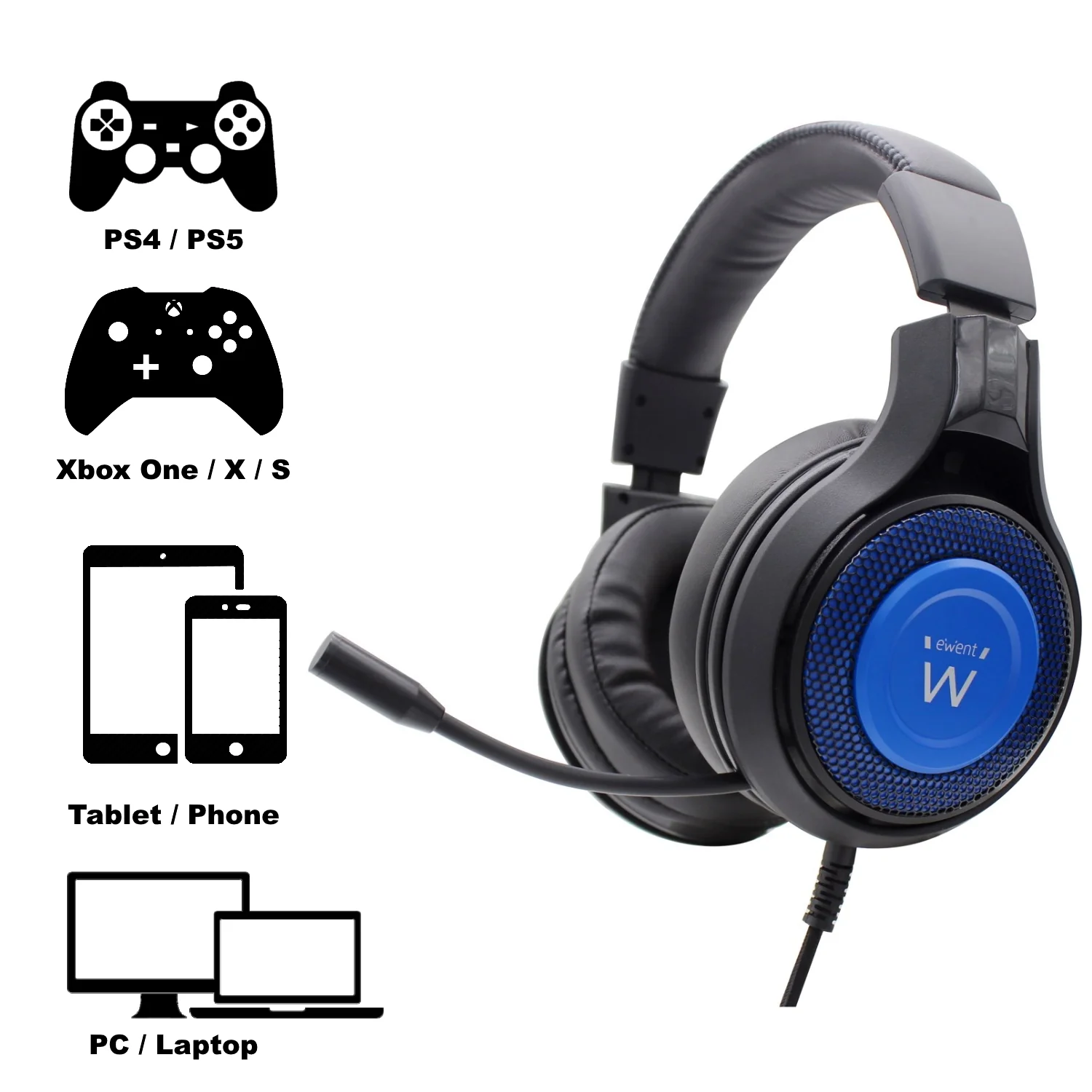 Auscultadores Gaming Ewent PL3322 com Fio Fita Pescoço Microfone Boom PC Consola - Imagem 4