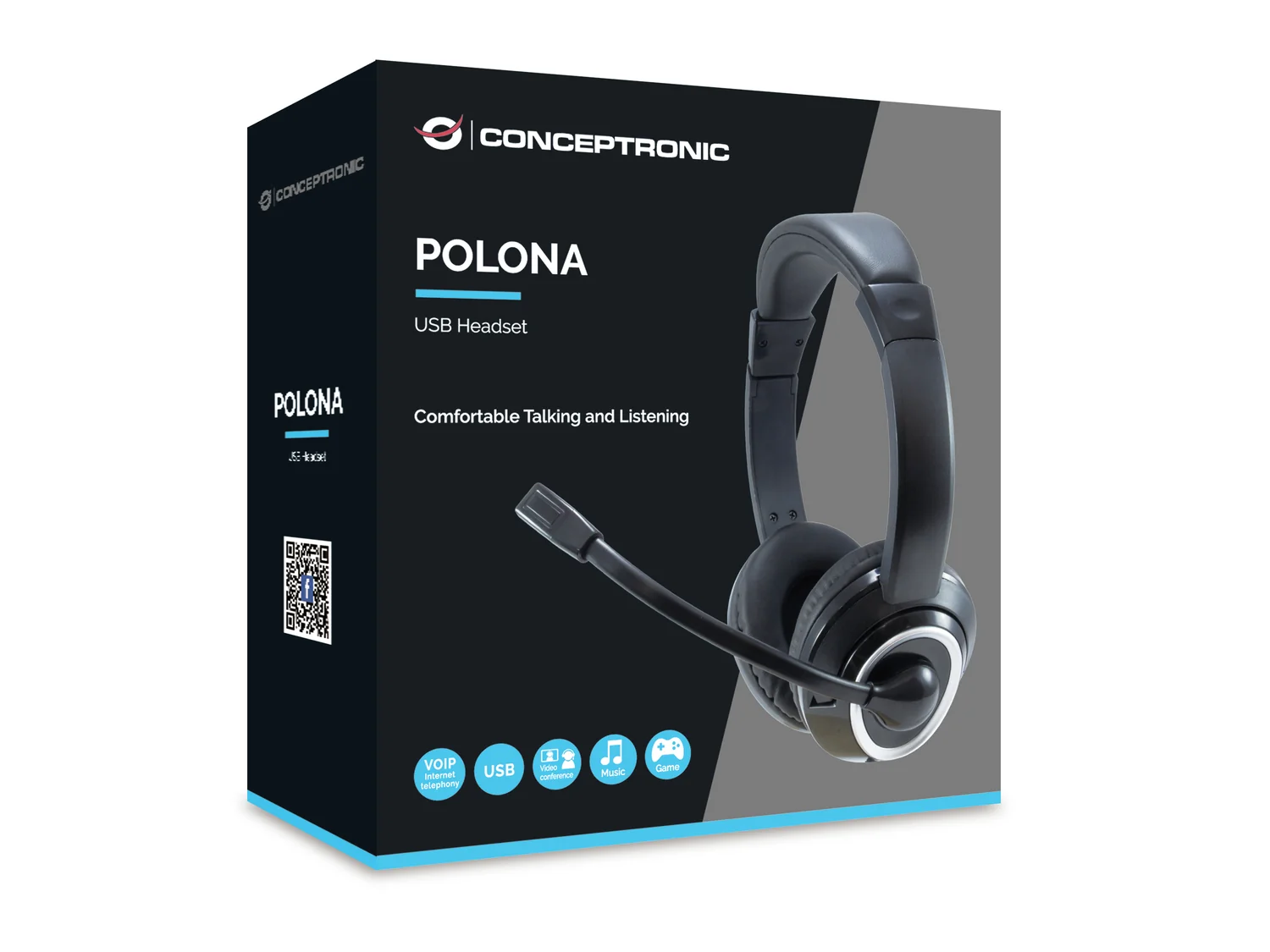 Auscultadores USB Conceptronic POLONA com Microfone Boom e Controlo de Volume - Preto - Imagem 4