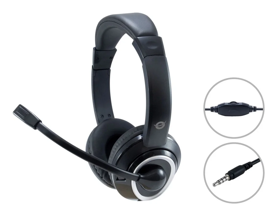 Auscultadores gaming com fios Conceptronic Polona estéreo microfone embutido preto - Imagem 2