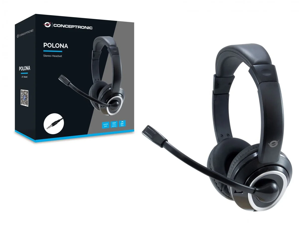 Auscultadores gaming com fios Conceptronic Polona estéreo microfone embutido preto