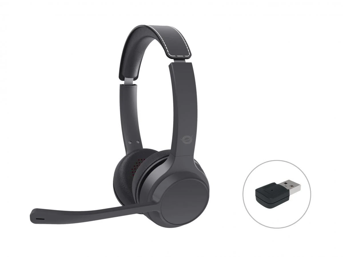 Auriculares Bluetooth 5.3 estéreo com adaptador USB-C cancelamento ruído Conceptronic POLONA04BA - Imagem 1