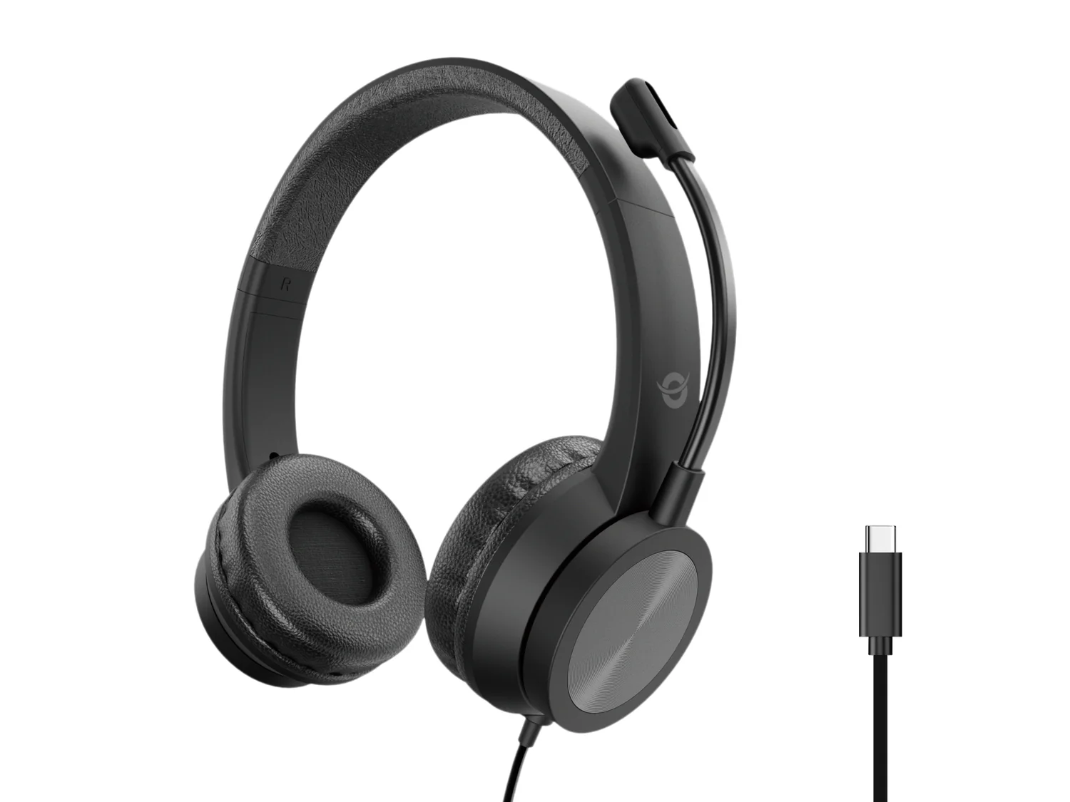 Auscultadores com Fios USB-C para Escritório Conceptronic POLONA05BC Estéreo com Microfone Noise Reduction Preto - Imagem 1