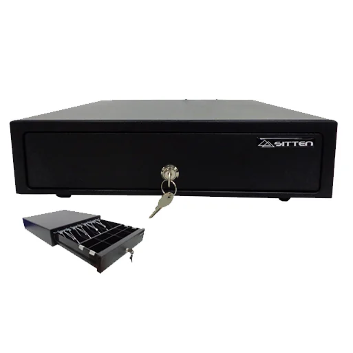 Gaveta de dinheiro horizontal metálica Sitten HS-330E mini RJ-11 preta