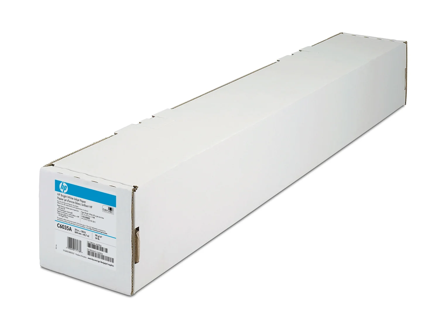 Rolo de papel branco brilhante HP Q1445A A1 594mm x 45,7m 90g/m² fosco