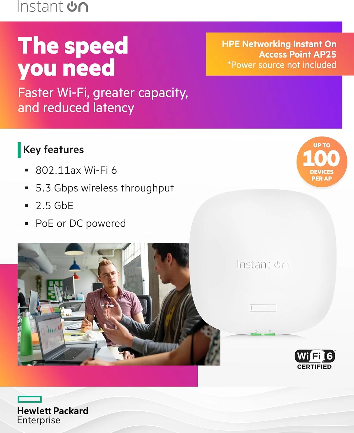 Access Point Wi-Fi 6 HPE Instant On AP25 4x4 interior alta densidade - Imagem 3