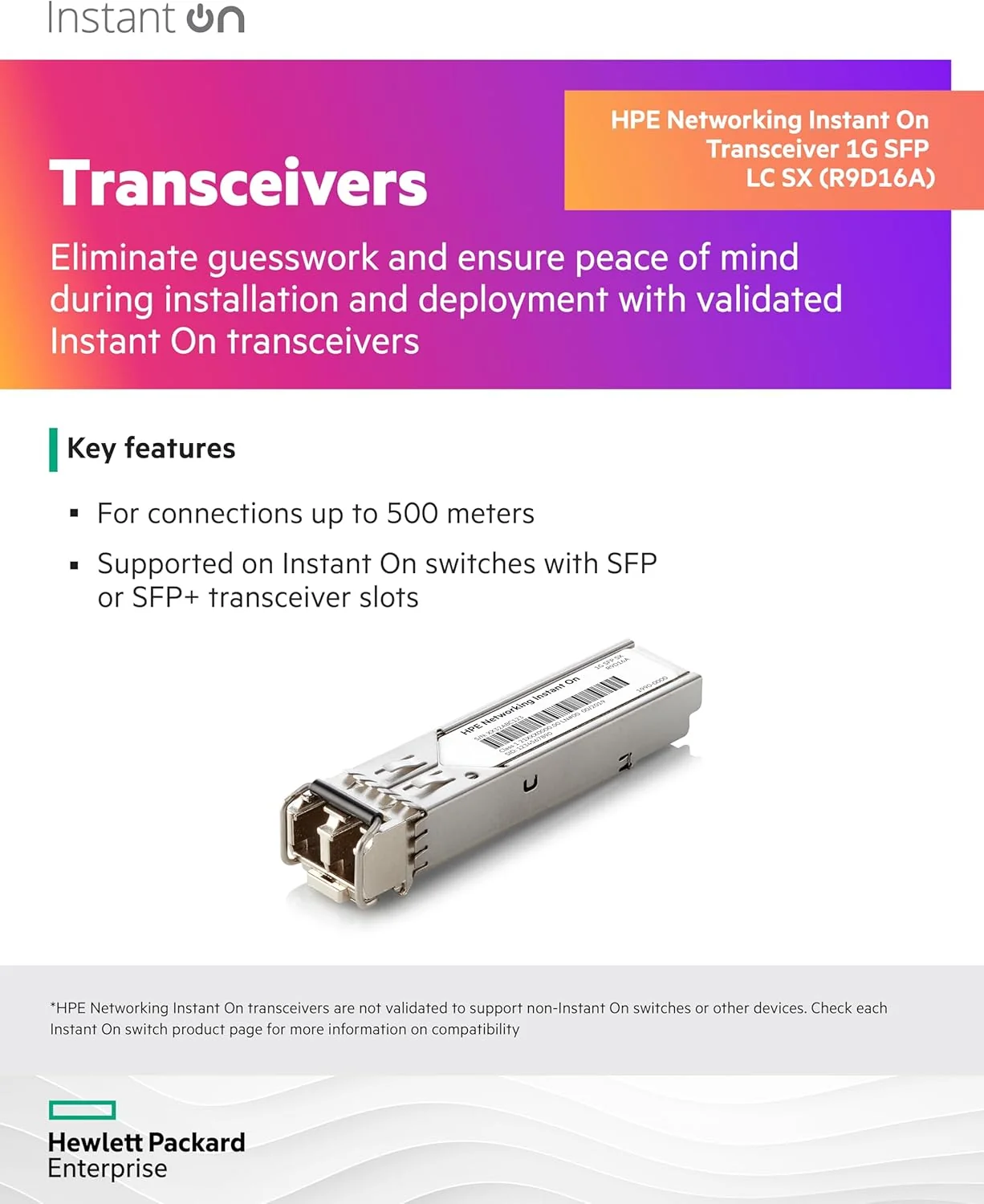 Transceiver SFP HPE Networking Instant On 1G SX LC Multimodo 500 m OM2 - Imagem 2