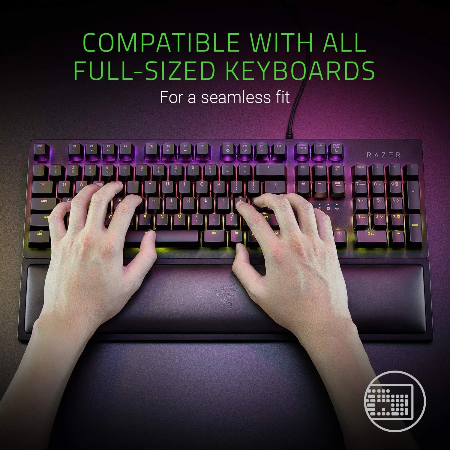 Apoio Pulsos Razer Leatherette Memory Foam Ergonómico para Teclado Gaming Conforto Prolongado - Imagem 4