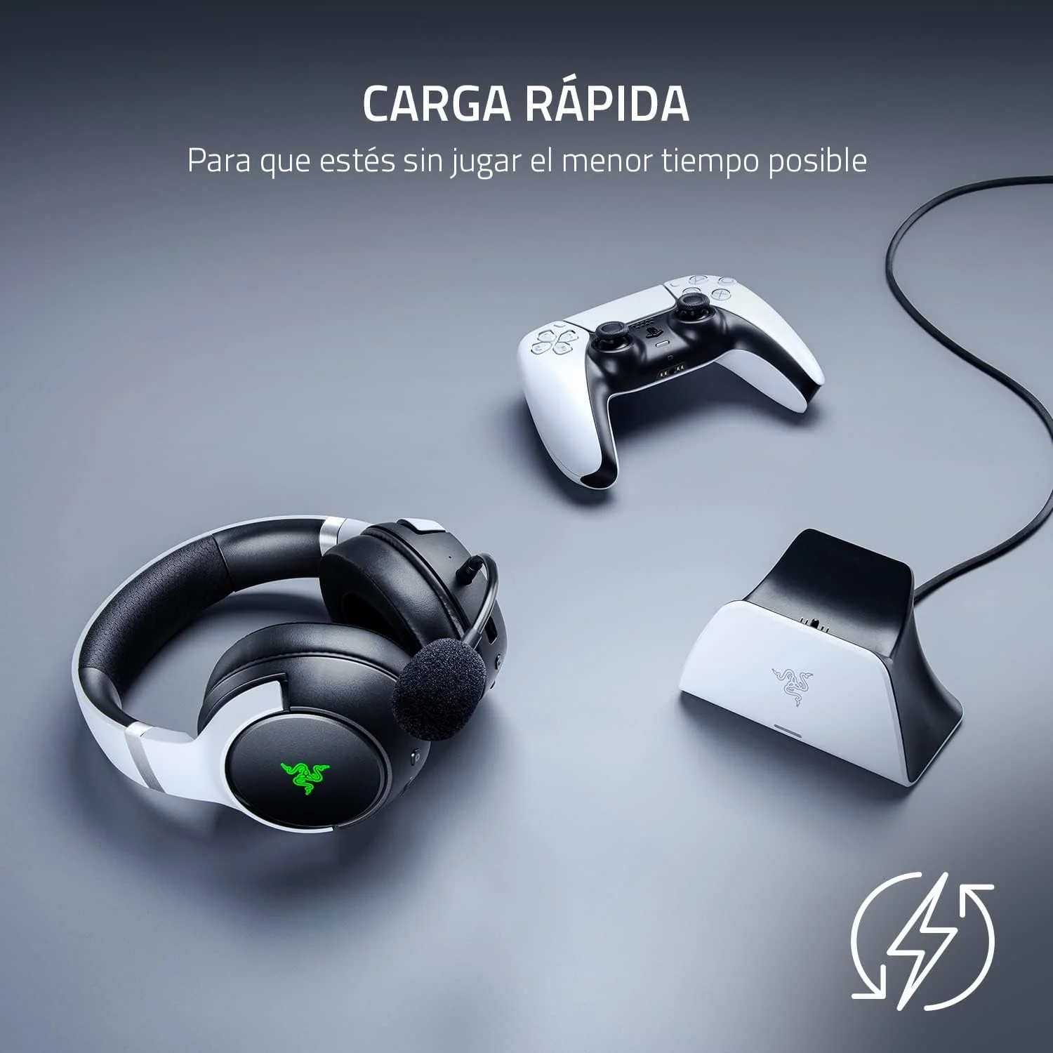 Suporte de Carga Rápida Universal Razer para PS5 PlayStation 5 Charging Stand Branco Comandos DualSense - Imagem 2