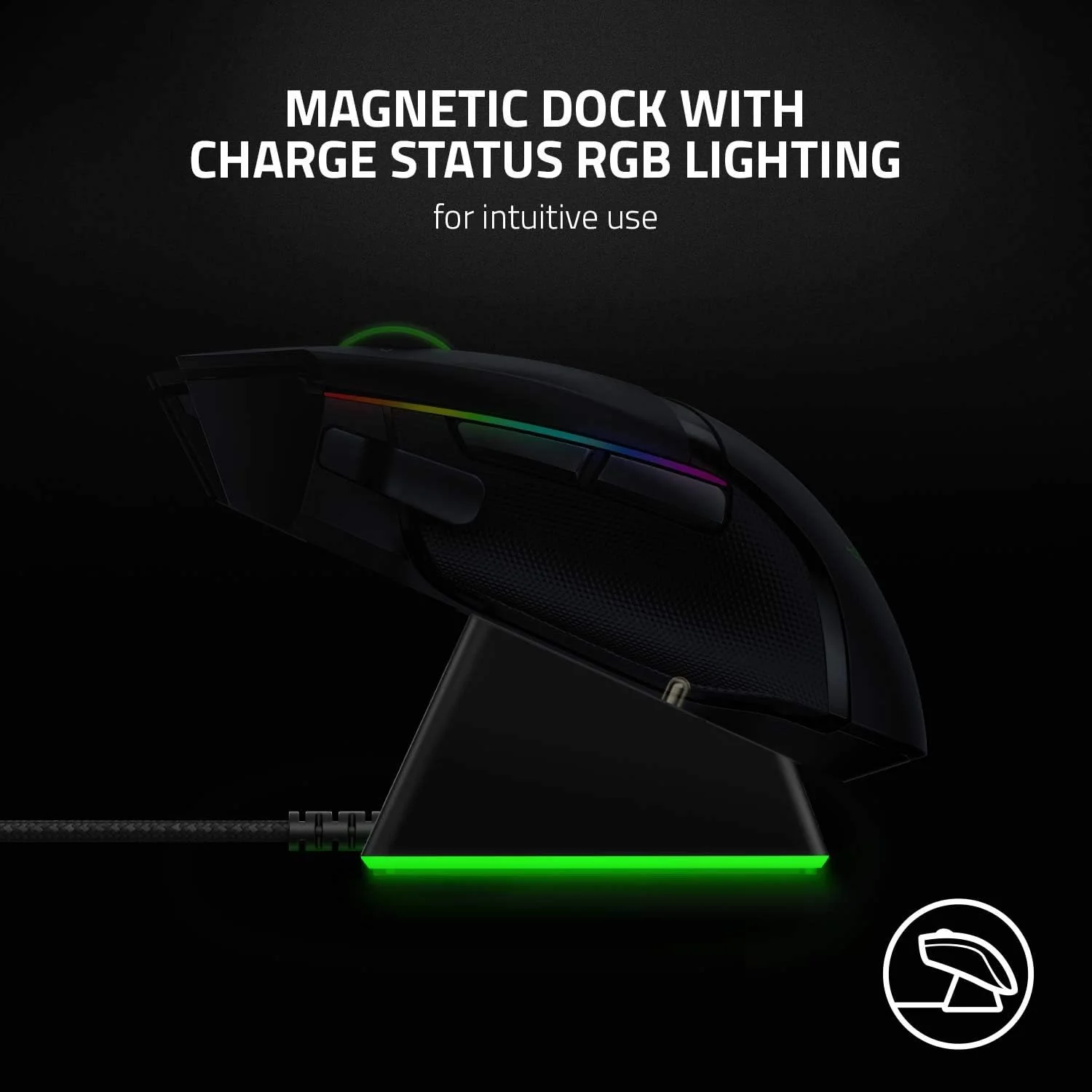 Base de Carregamento Razer Mouse Dock Chroma RGB Magnética Preto - Imagem 2