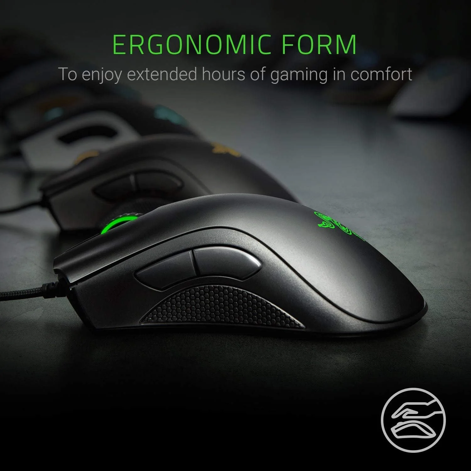 Rato Gaming Razer DeathAdder Essential Optical 6400 DPI Ergonómico Preto USB Cabo Económico - Imagem 3