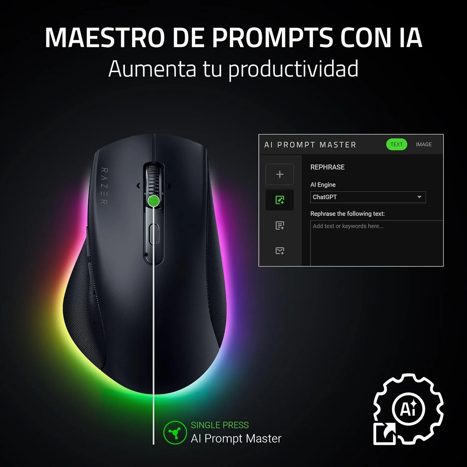 Rato Gaming Razer Pro Click V2 Wireless 30000 DPI Ergonómico - Imagem 3
