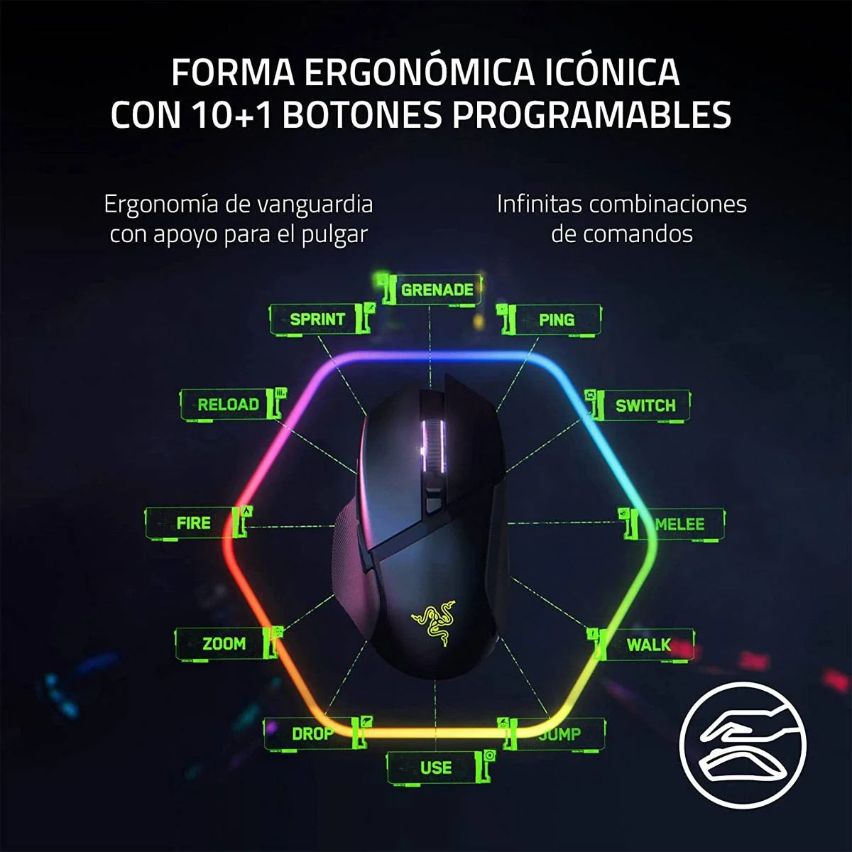 Rato Gaming Razer Basilisk V3 Pro Wireless 30000 DPI - Preto - Imagem 4