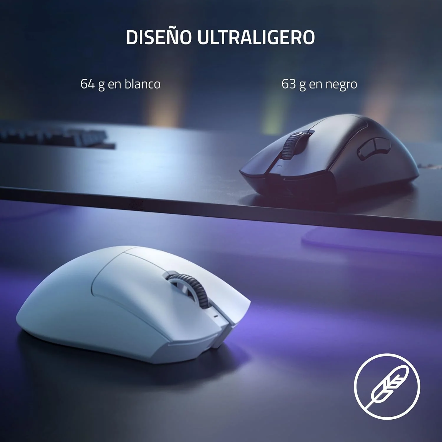 Rato Gaming Razer DeathAdder V3 Pro Wireless eSports Ultra-Leve 63g 30K DPI Focus Pro Branco - Imagem 4