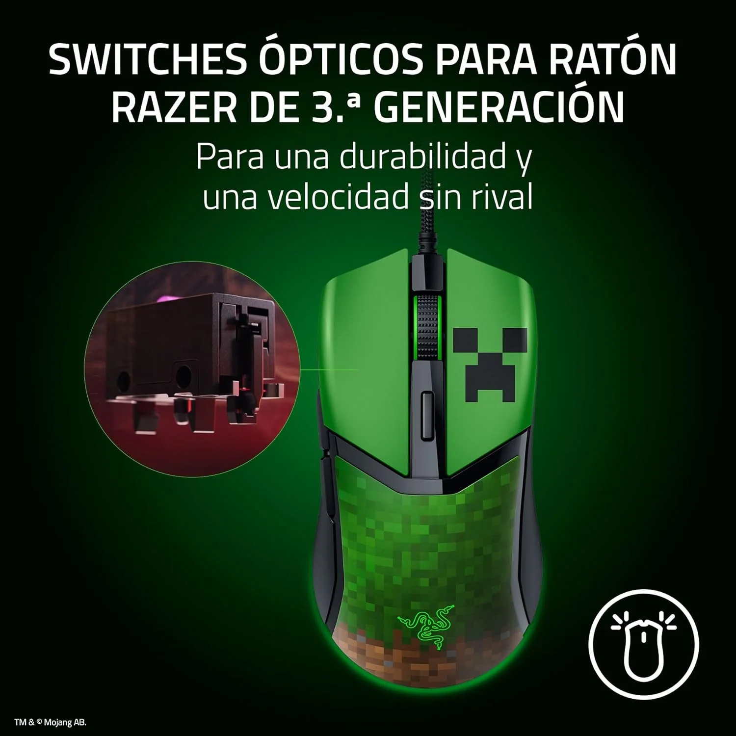 Rato Gaming com Fios Razer Cobra Minecraft Edition 8500 DPI Ótico RGB - Imagem 4