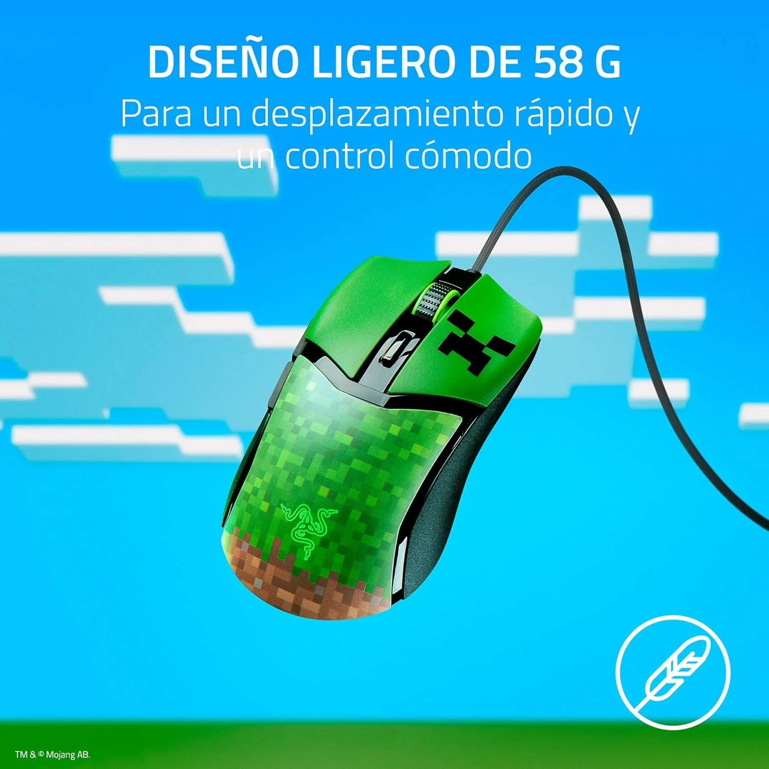 Rato Gaming com Fios Razer Cobra Minecraft Edition 8500 DPI Ótico RGB - Imagem 3