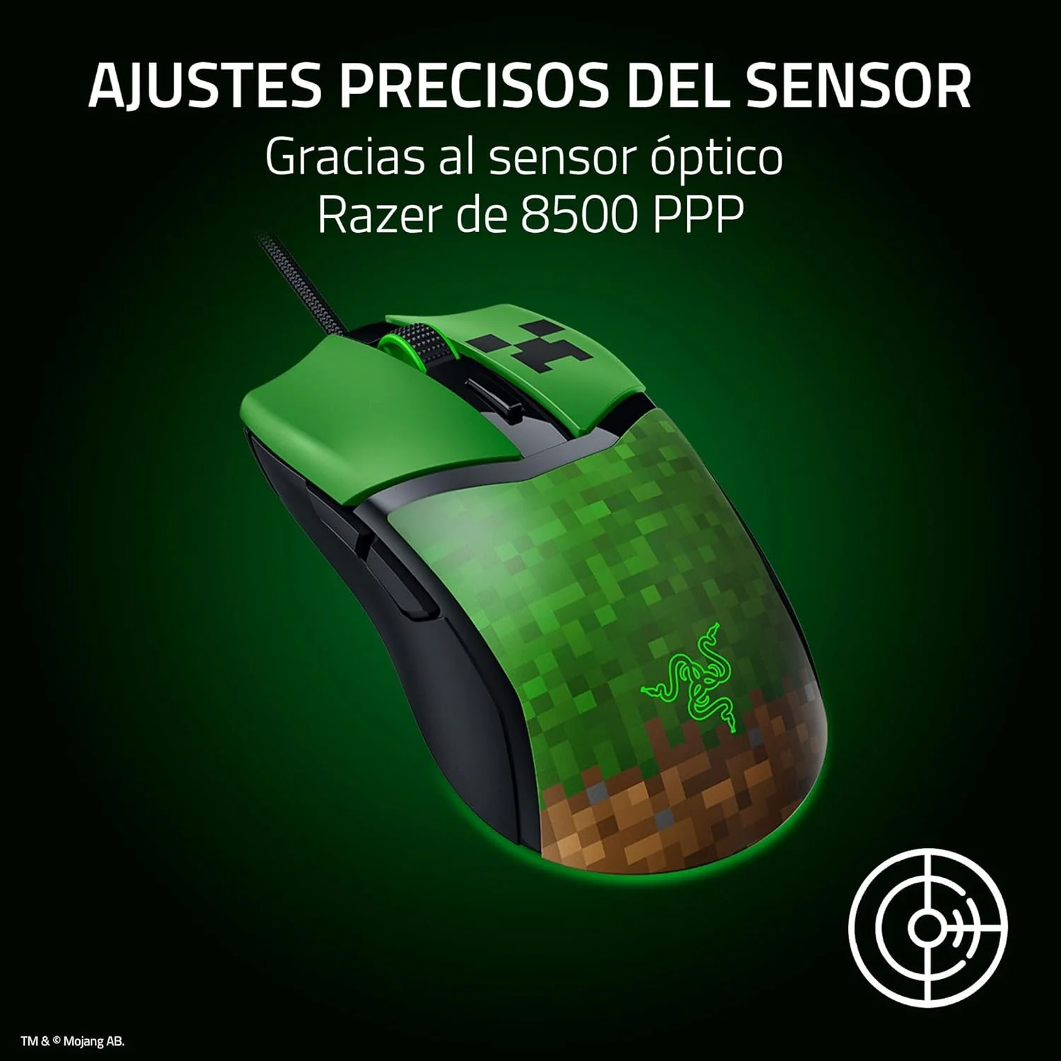 Rato Gaming com Fios Razer Cobra Minecraft Edition 8500 DPI Ótico RGB - Imagem 6