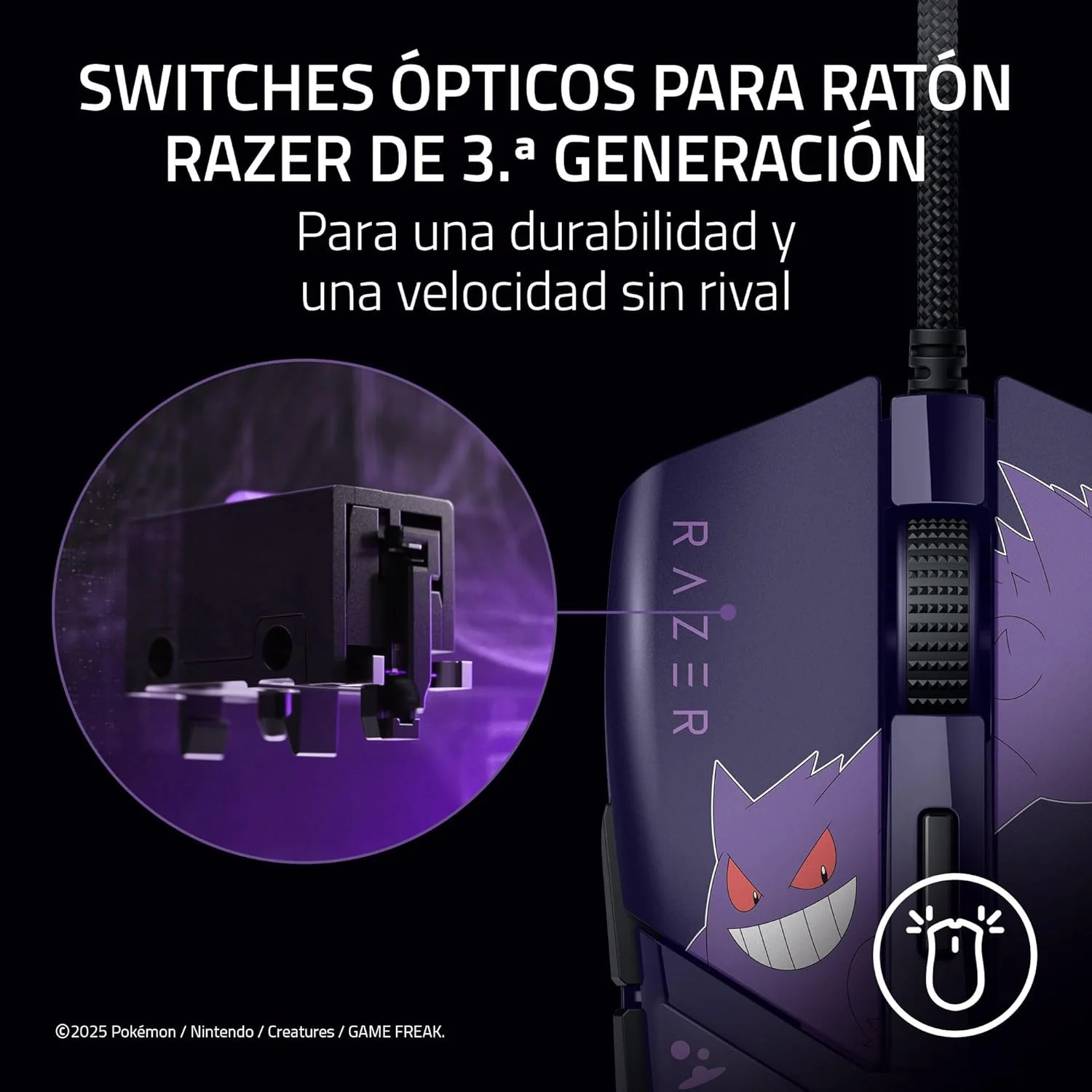 Rato Gaming Razer Cobra Pokémon Gengar Edição Limitada 8500 DPI RGB Chroma - Imagem 5