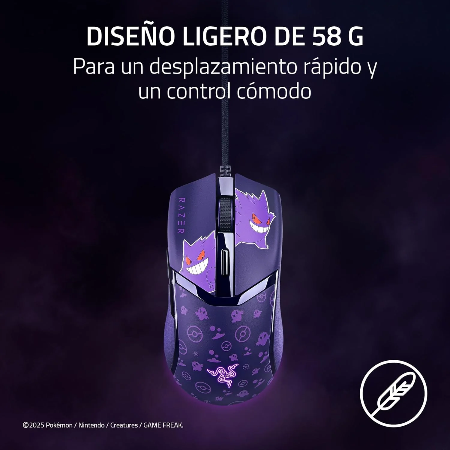 Rato Gaming Razer Cobra Pokémon Gengar Edição Limitada 8500 DPI RGB Chroma - Imagem 3