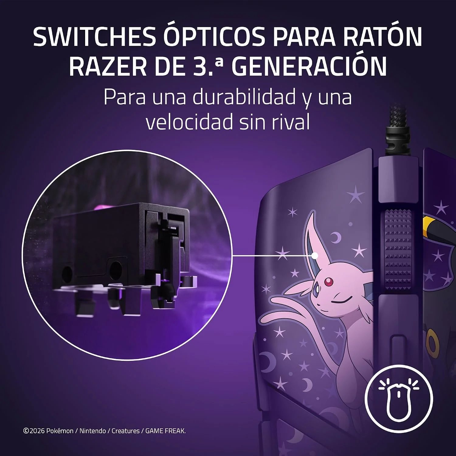 Rato Gaming Razer Cobra Edição Especial Pokémon Espeon/Umbreon — RGB, 8500 DPI - Imagem 2