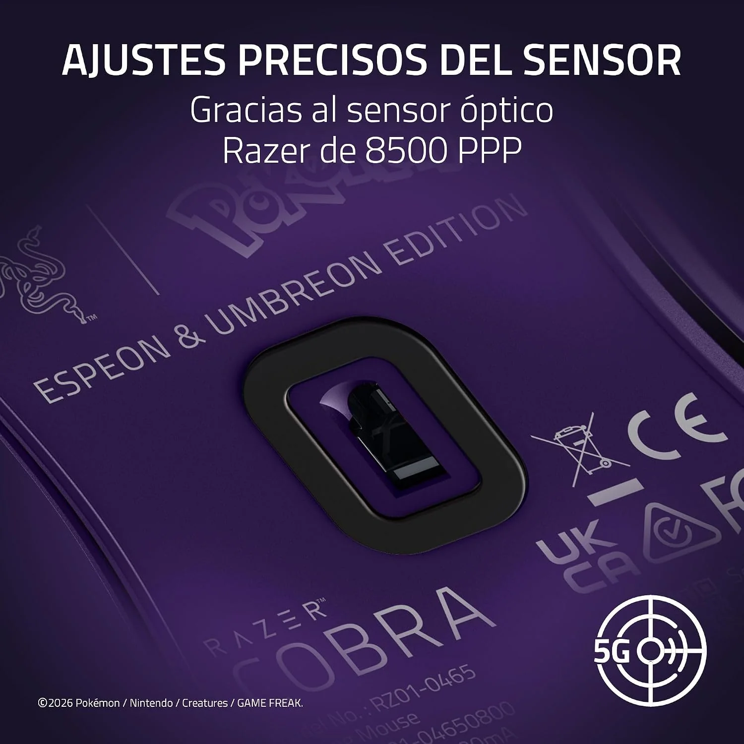Rato Gaming Razer Cobra Edição Especial Pokémon Espeon/Umbreon — RGB, 8500 DPI - Imagem 5