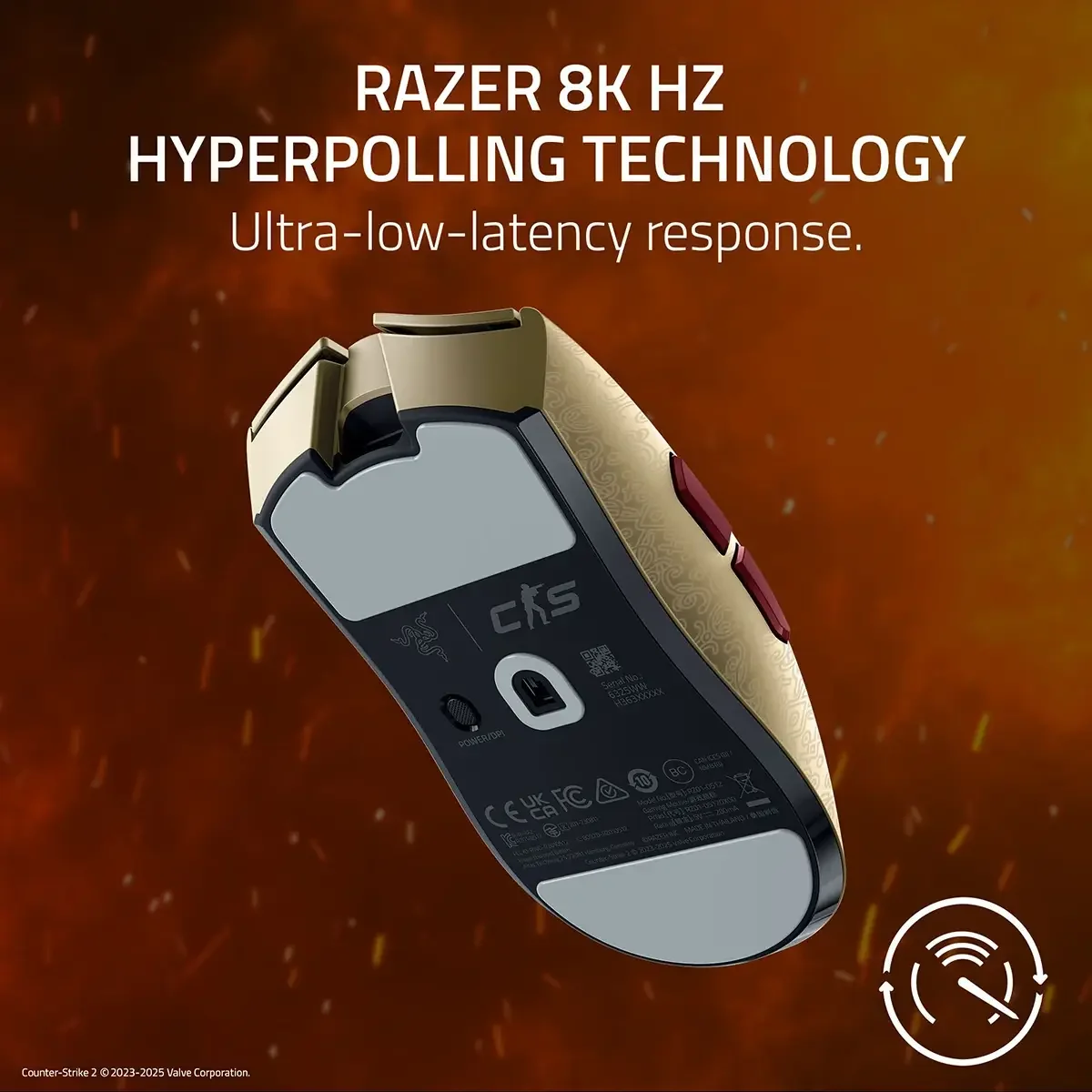 Rato Gaming Razer Viper V3 Pro Counter-Strike 2 Edition Wireless 30K DPI Ultra-Leve 54g eSports - Imagem 5