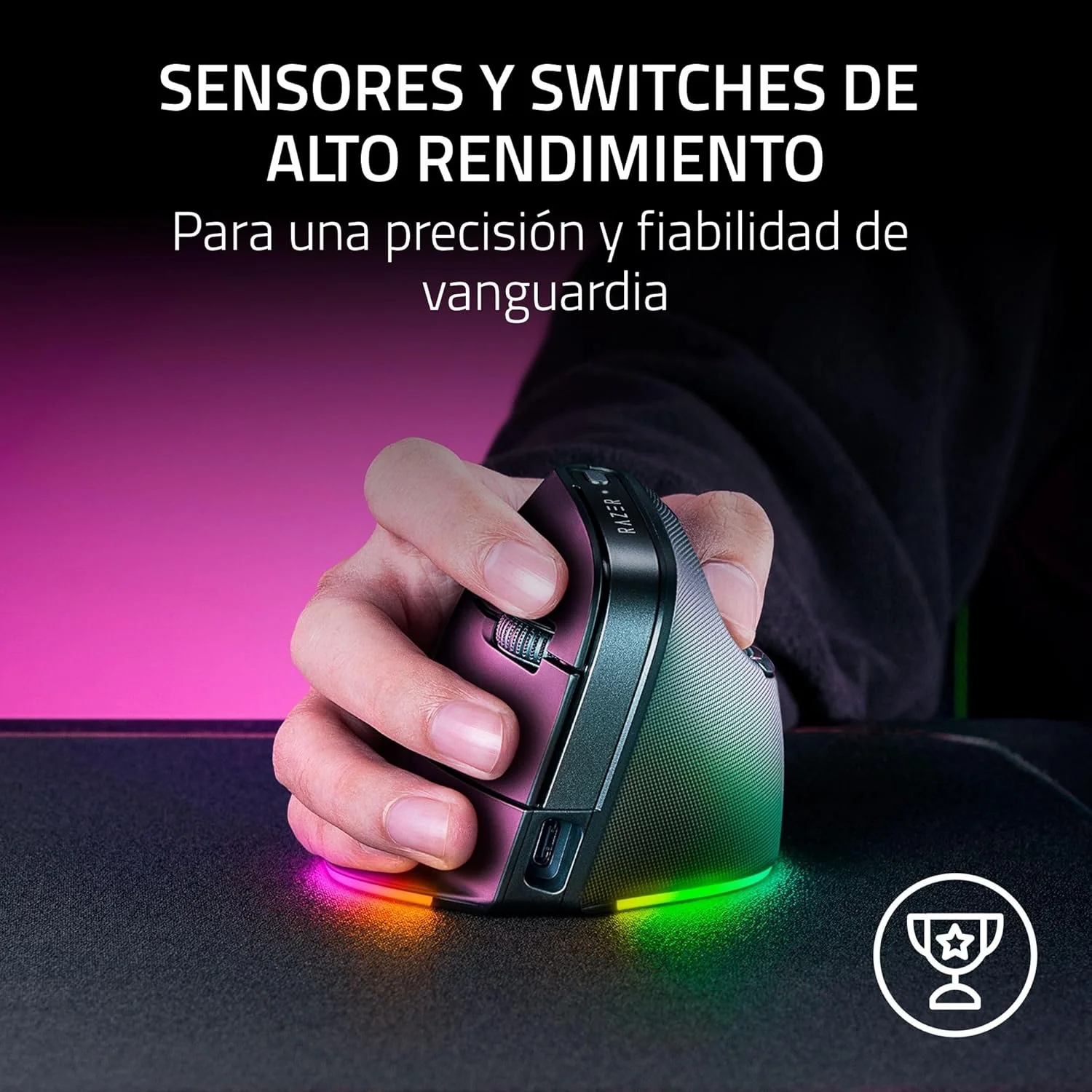 Rato Vertical Sem Fios Razer Pro Click V2 Ergonómico 30000 DPI RGB - Imagem 6