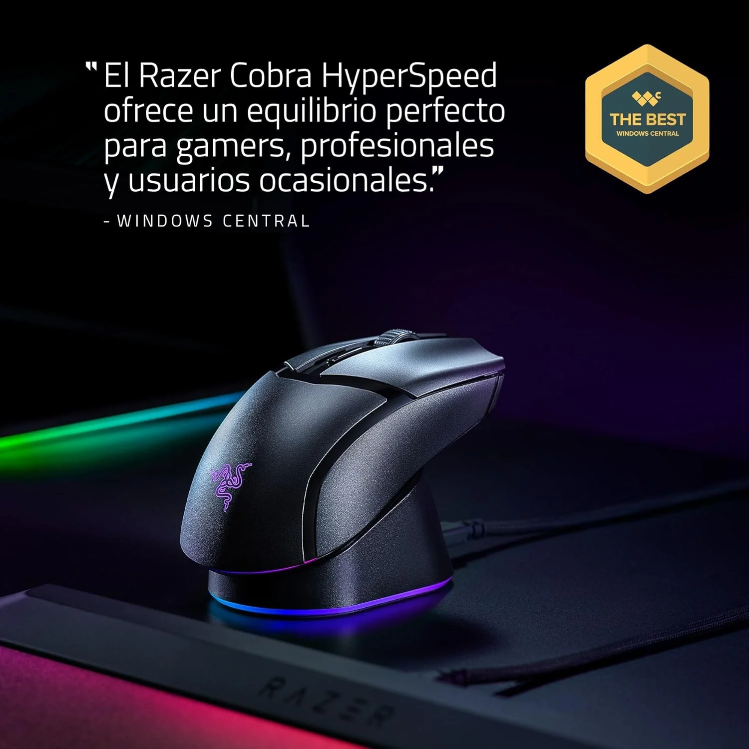 Rato Gaming Razer Cobra HyperSpeed Wireless 2.4GHz Bluetooth Optical 8500 DPI Programável RGB Chroma - Imagem 3