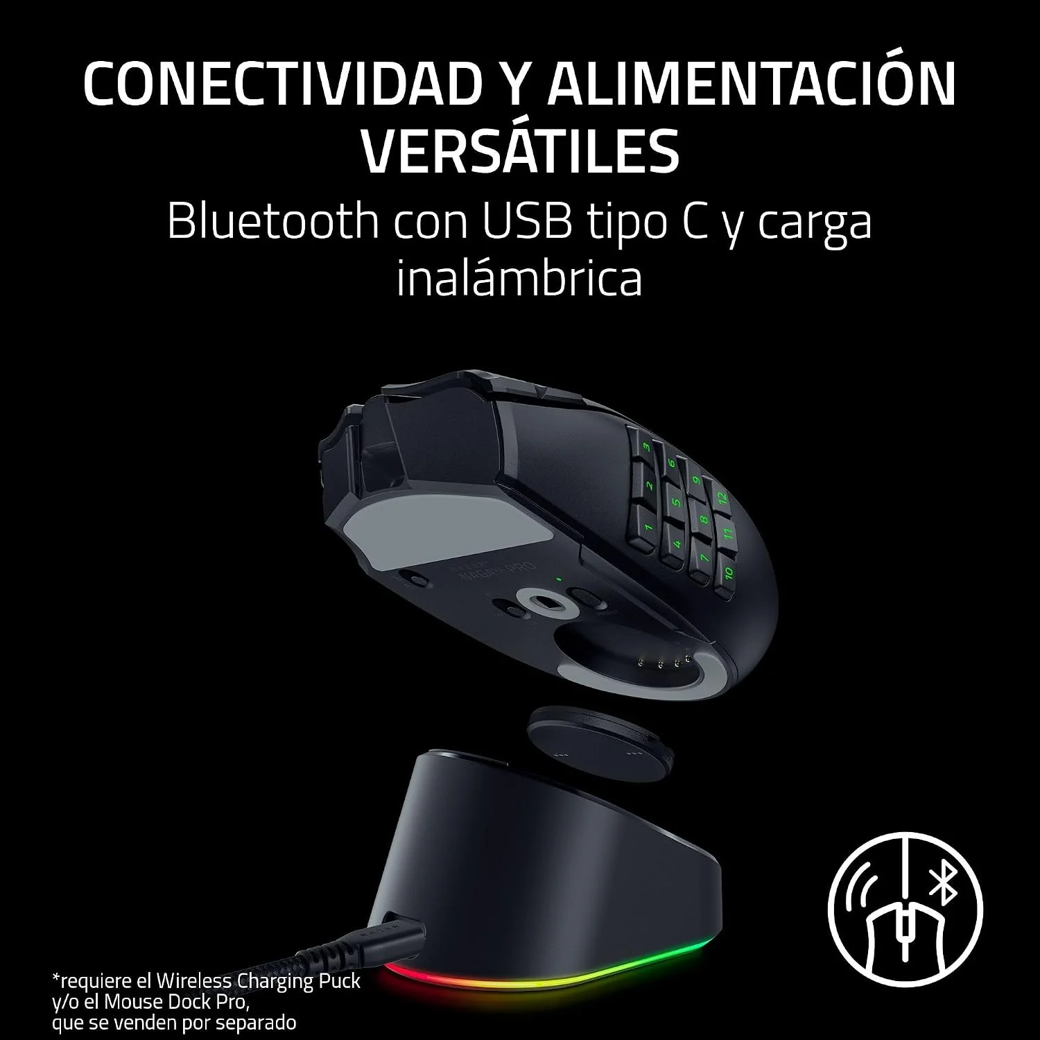 Rato Gaming Sem Fios Razer Naga V3 Pro MMO 19 Botões Programáveis - Imagem 6