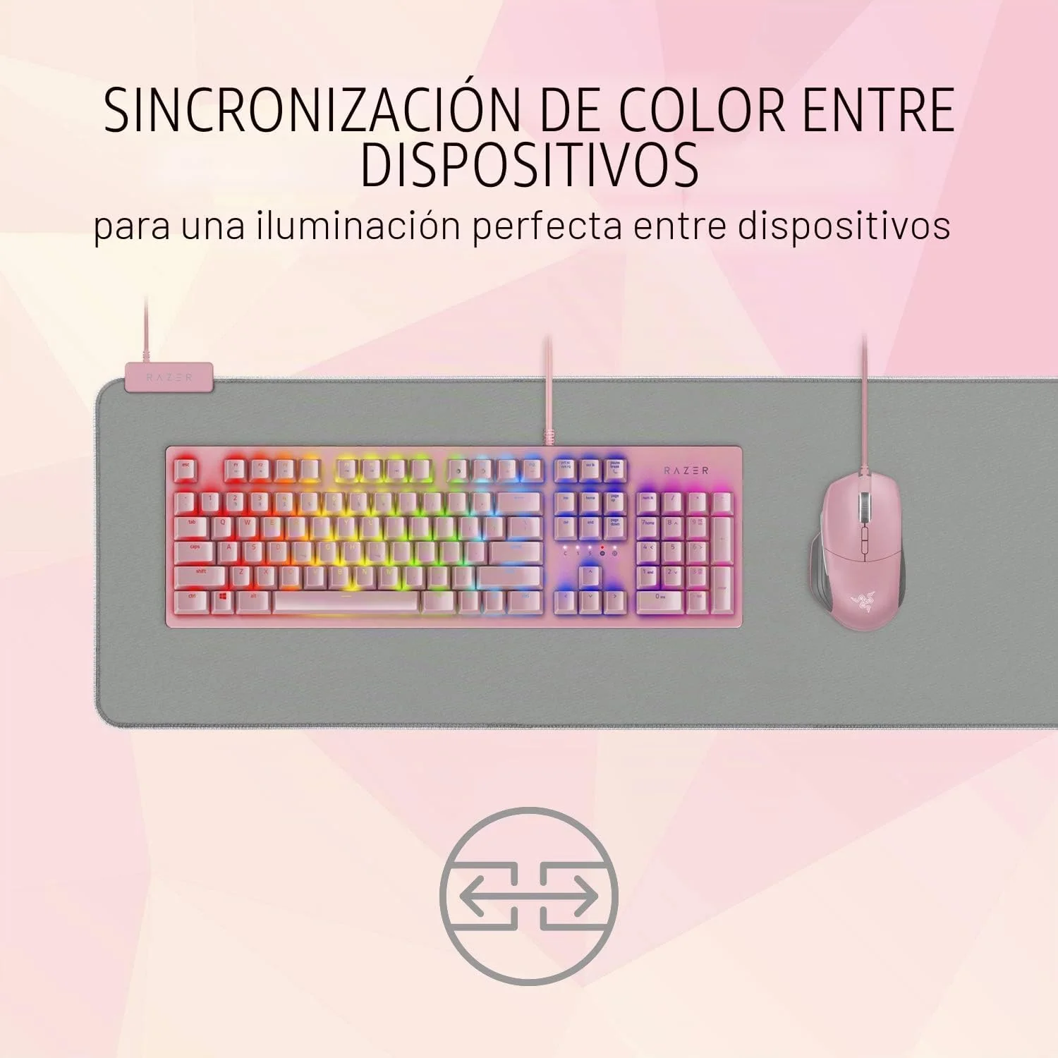 Tapete de rato gaming Razer Goliathus Extended Chroma Quartz RGB rosa 920mm - Imagem 6