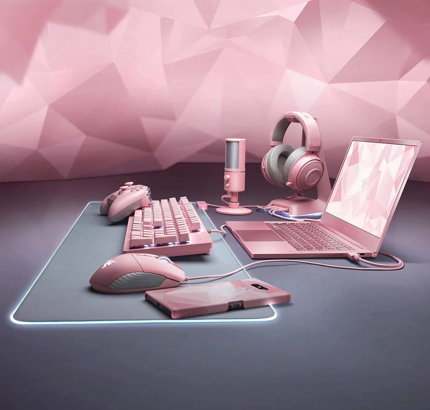 Tapete de rato gaming Razer Goliathus Extended Chroma Quartz RGB rosa 920mm - Imagem 7