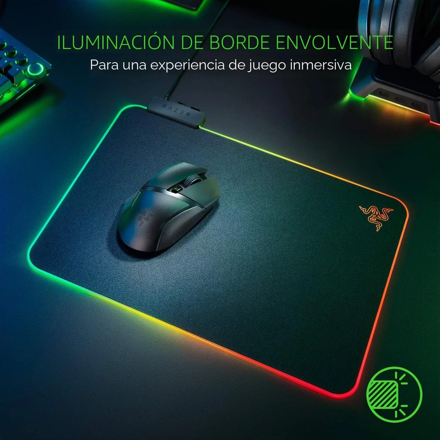 Tapete de Rato Gaming com LED Razer Firefly V2 — RGB Chroma, Superfície Dura, USB - Imagem 7
