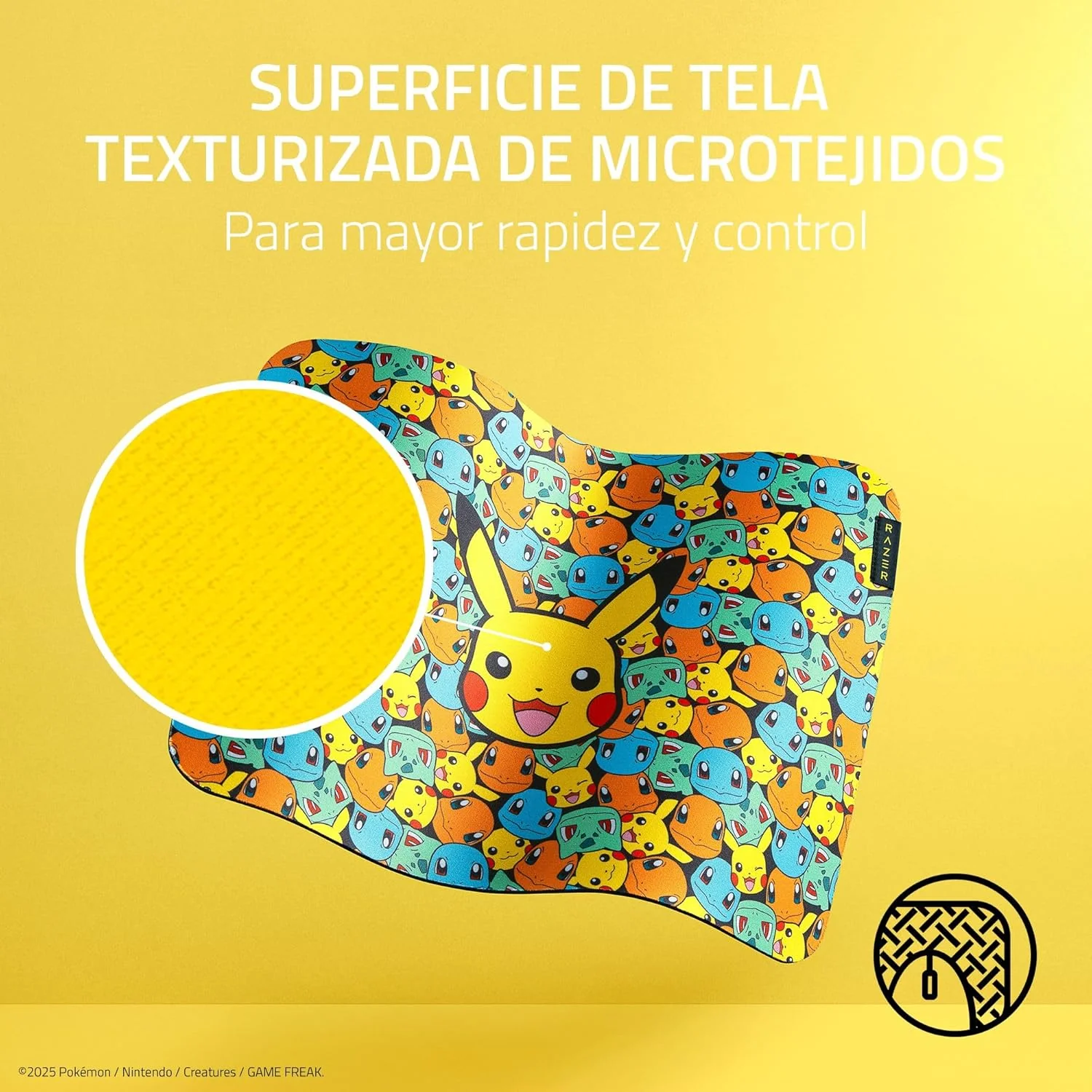 Tapete de rato gaming Razer Gigantus V2 Medium Pokémon Kanto Starters 360mm - Imagem 2
