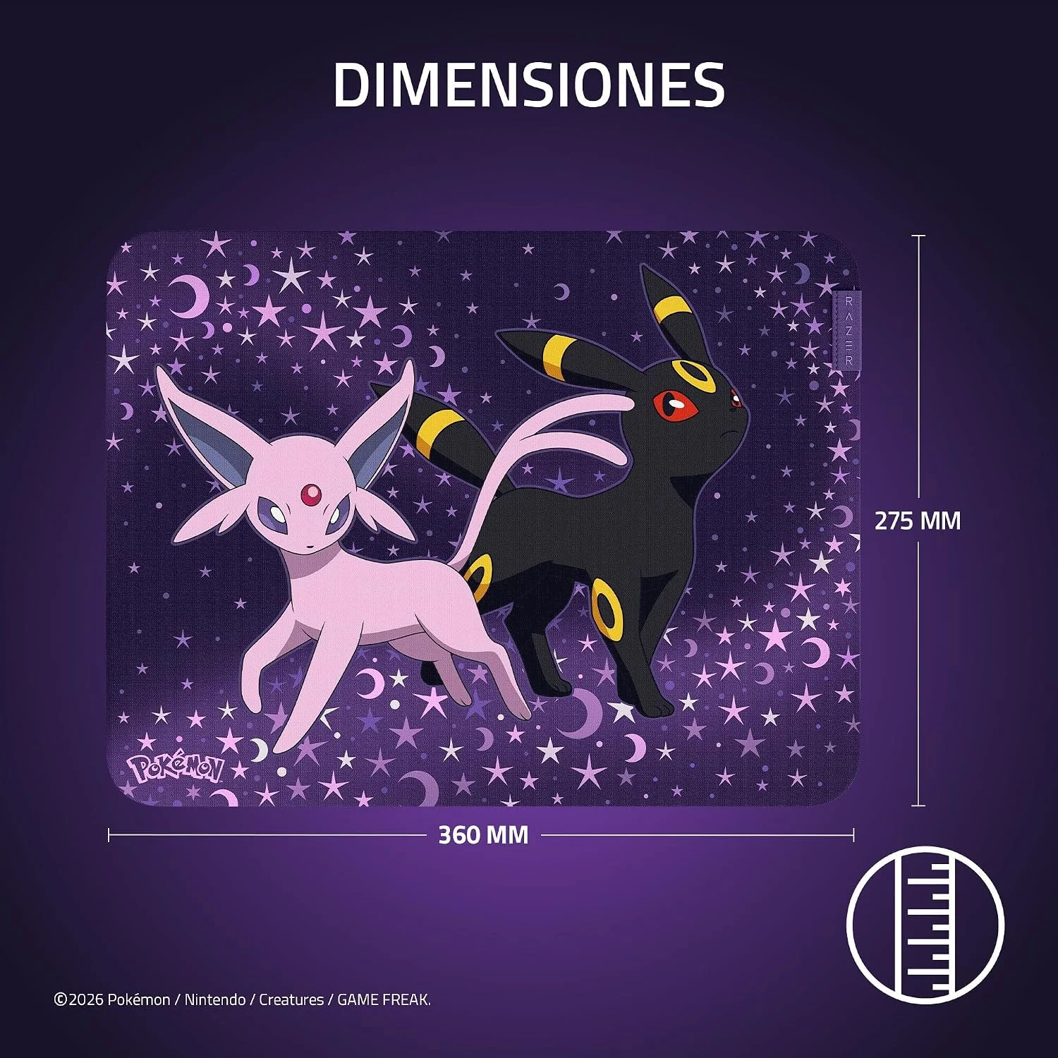 Tapete de Rato Gaming Razer Gigantus V2 Medium Edição Pokémon Espeon e Umbreon - Imagem 5
