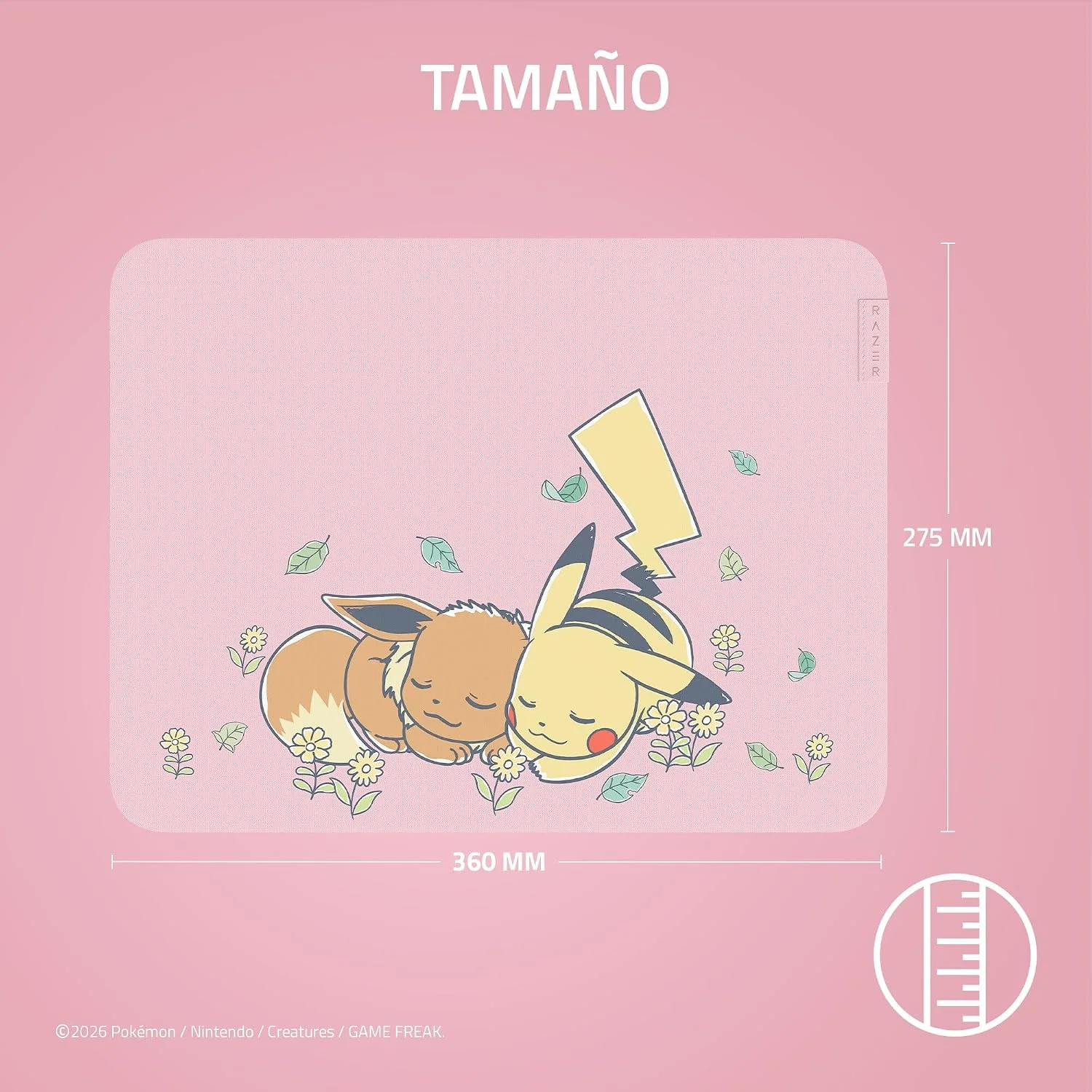 Tapete de Rato Razer Gigantus V2 Edição Pokémon Pikachu Eevee Medium Tecido Premium Colecionador - Imagem 5