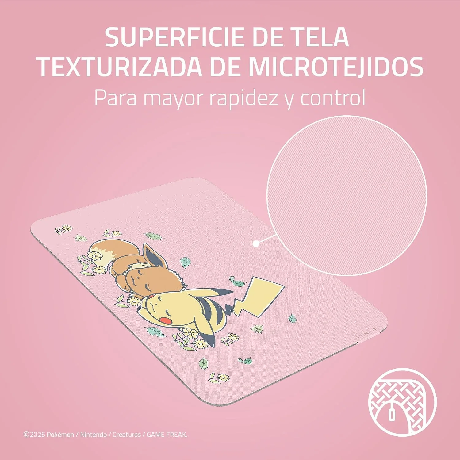 Tapete de Rato Razer Gigantus V2 Edição Pokémon Pikachu Eevee Medium Tecido Premium Colecionador - Imagem 2